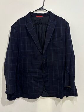 ISAIA plaid pattern wool Gregorio black/blue Size US 52R